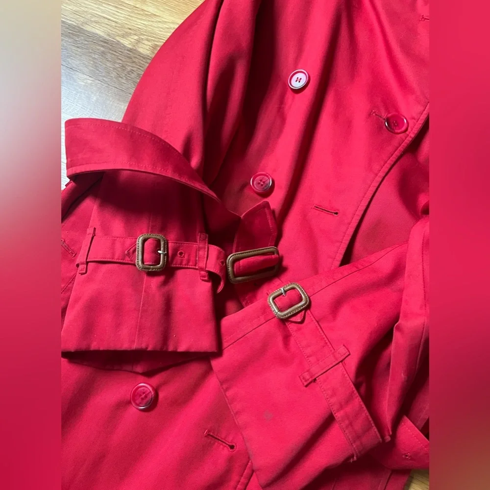 Classic Burberry plaid checkered trench coat USA 8 petite - Picture 6 of 11